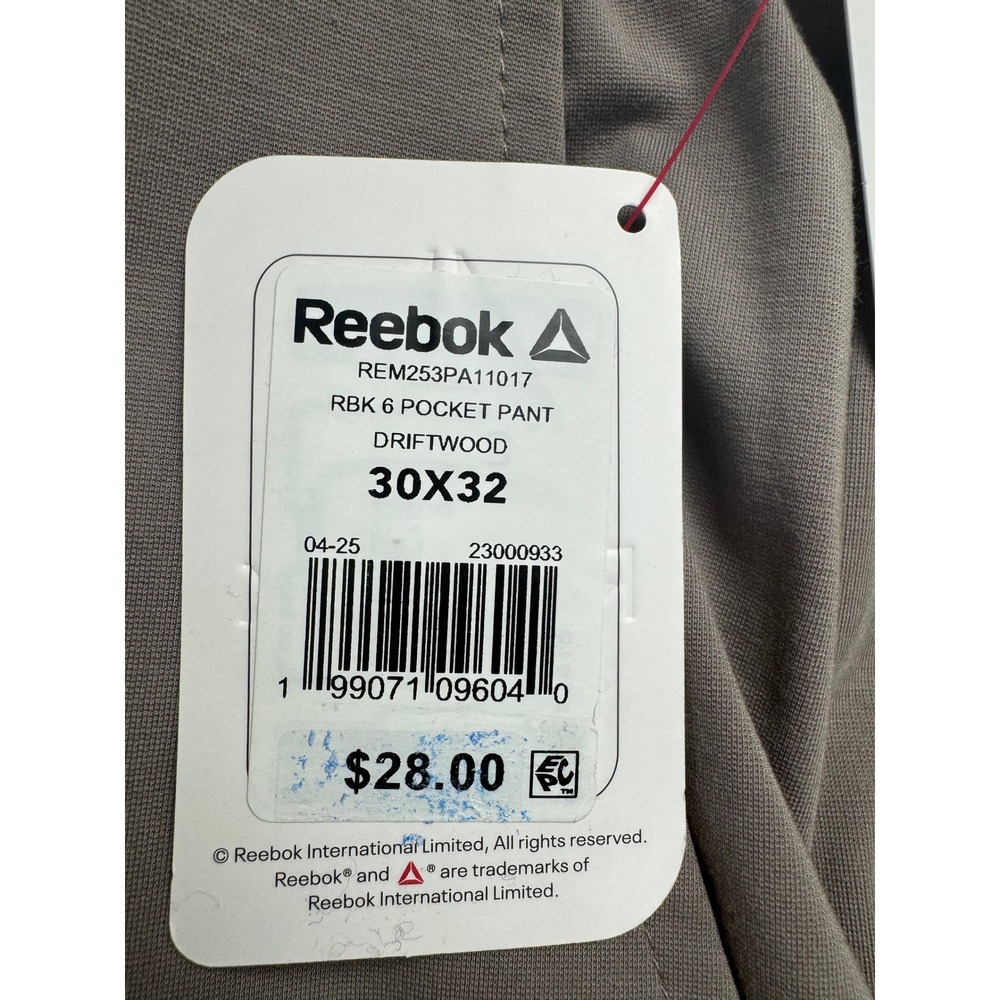 Reebok Mens 6 Pocket Pant Driftwood Brown Regular Fit 30x32 NWT - Picture 4 of 16